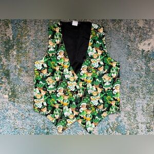 Vintage 111 Main St. Patrick’s Day Teddy Bear clover vest, size medium